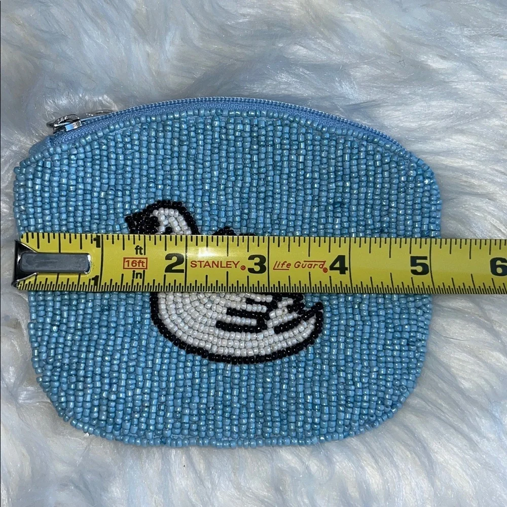 🆕 Free People Swan Lake Beaded Wallet Coin Pouch Blue